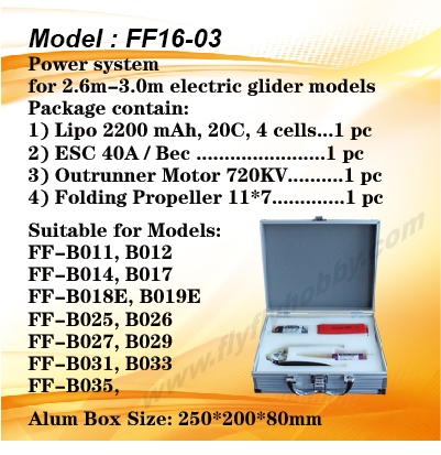 Power system for 2.6-3.0m elecrtic glider models